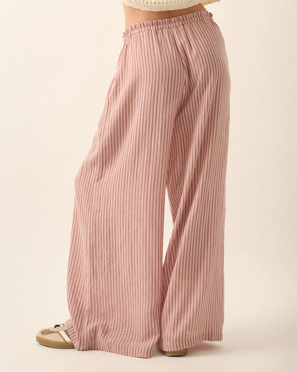 Stroll Goals Striped Wide-Leg Drawstring Pants