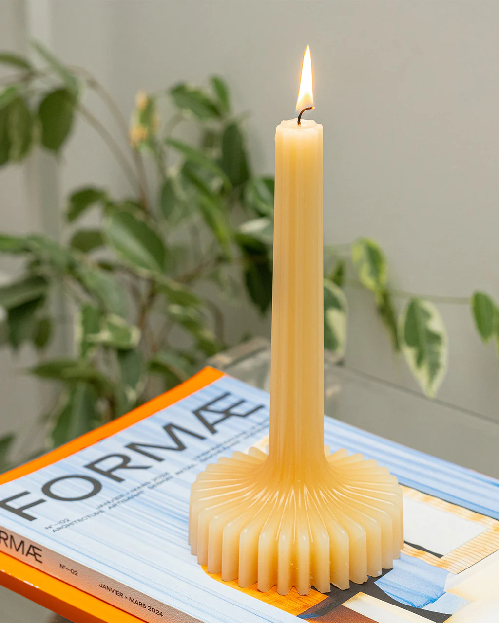 Tall Decorative Candle - Beige