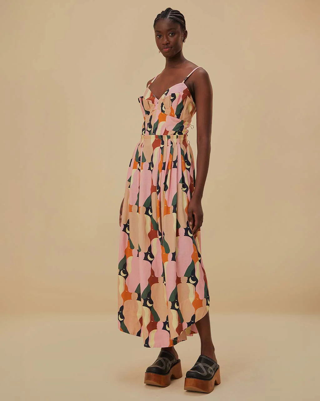 The Kiss Multicolor Sleeveless Midi Dress