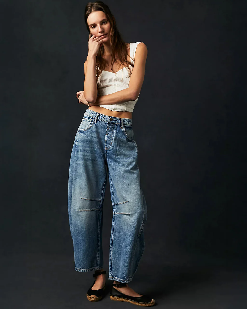 We The Free Good Luck Mid-Rise Barrel Jeans - Ultra Light Beam