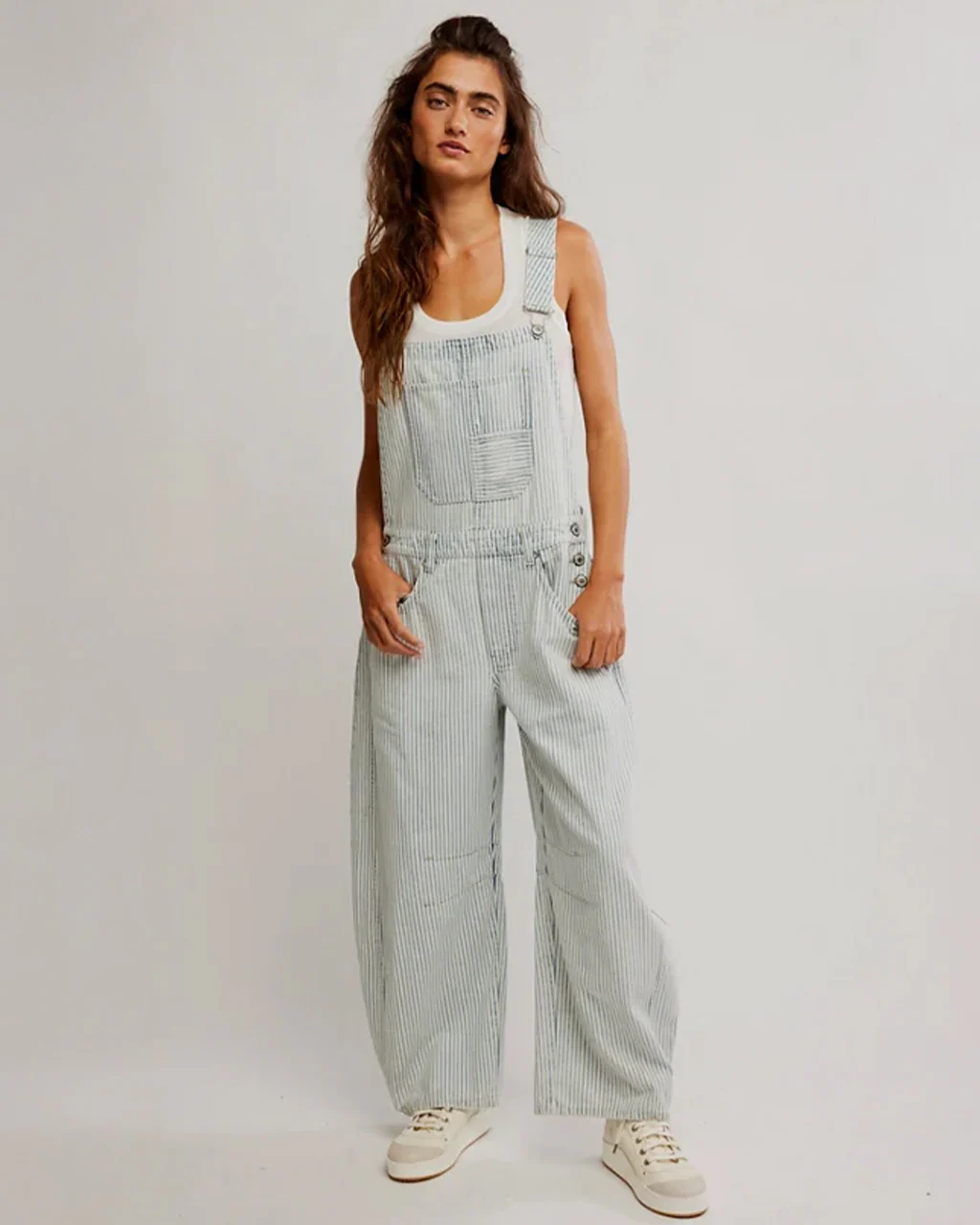 We The Free Good Luck Stripe Overalls - Indigo Railroad