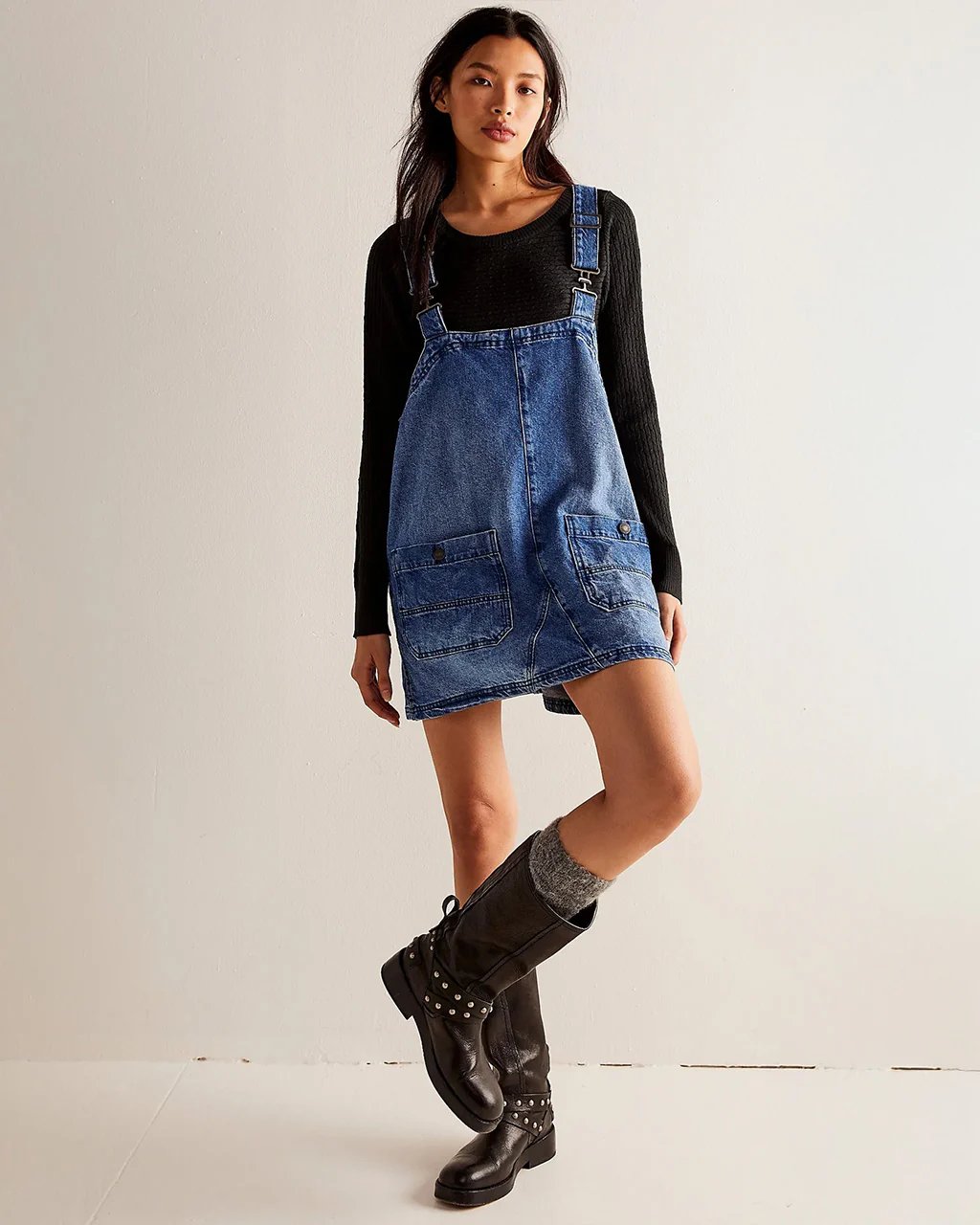 We The Free Overall Smock Mini Dress - Sapphire Wash