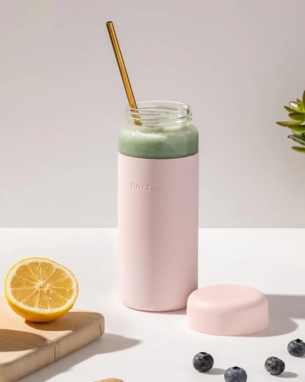 Wide Mouth Glass Water Bottle - Blush