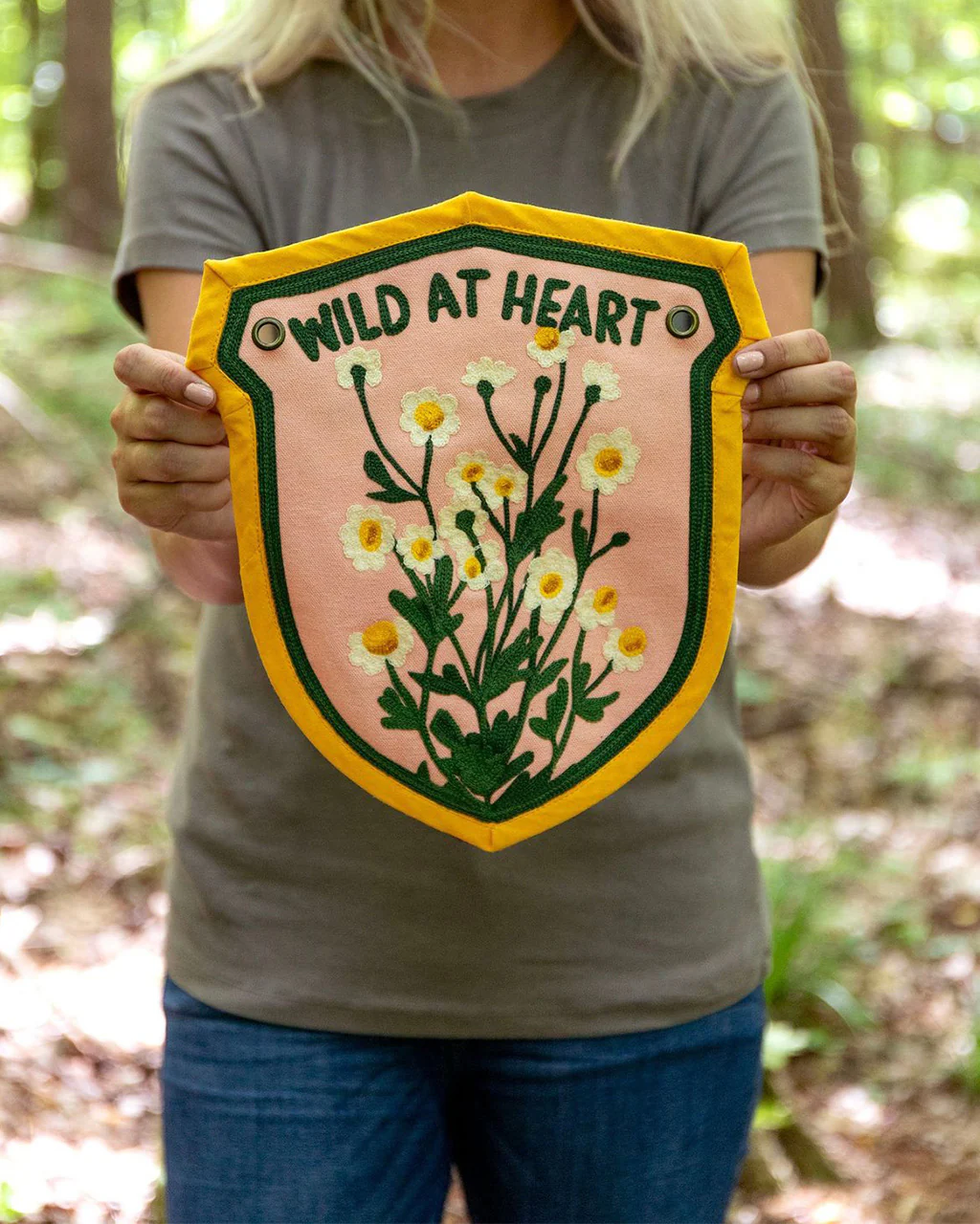 Wild At Heart Embroidered Canvas Banner