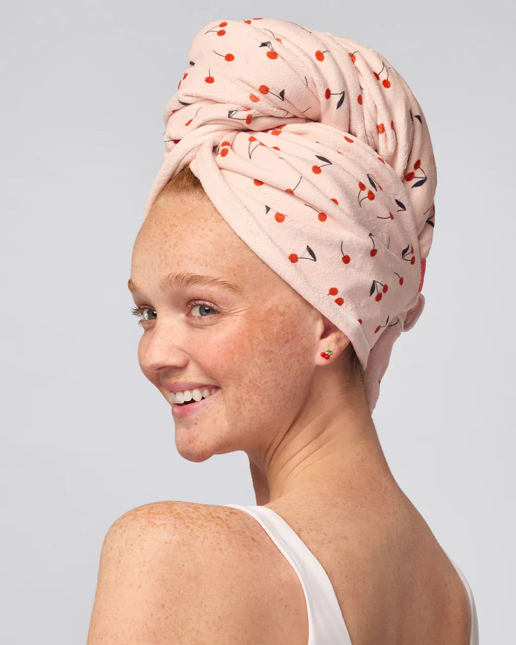 XL Hair Towel Wrap - Cherry Print