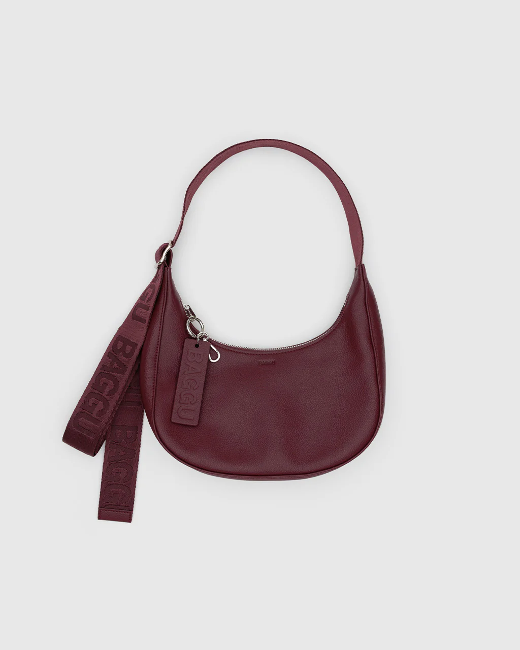 Small Recycled Leather Crescent Bag - Mahogany