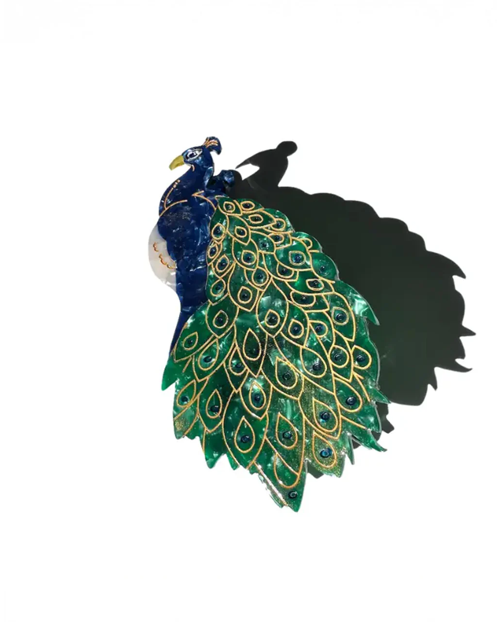 Hand-Painted Peacock Bird Claw Hair Clip