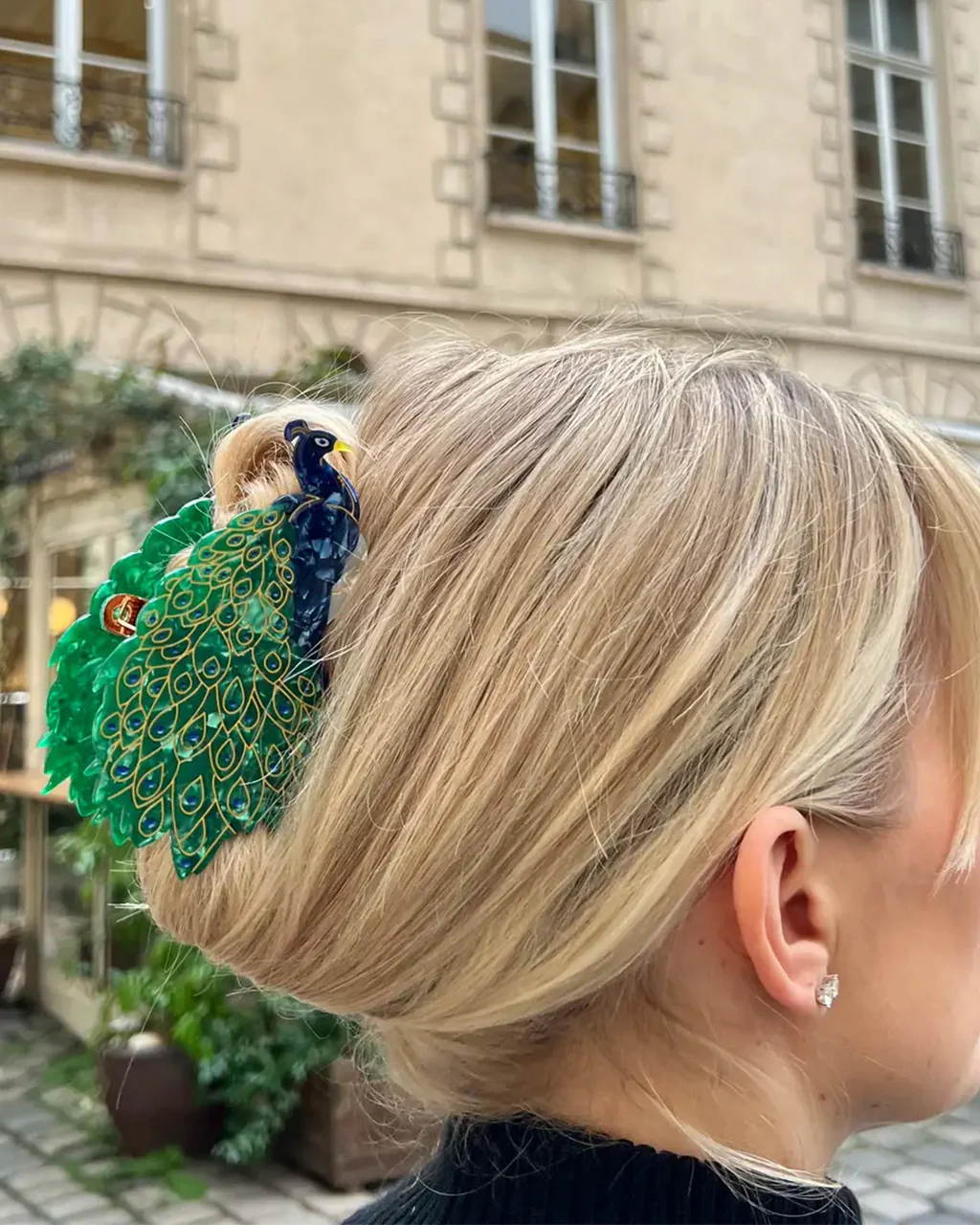 Hand-Painted Peacock Bird Claw Hair Clip
