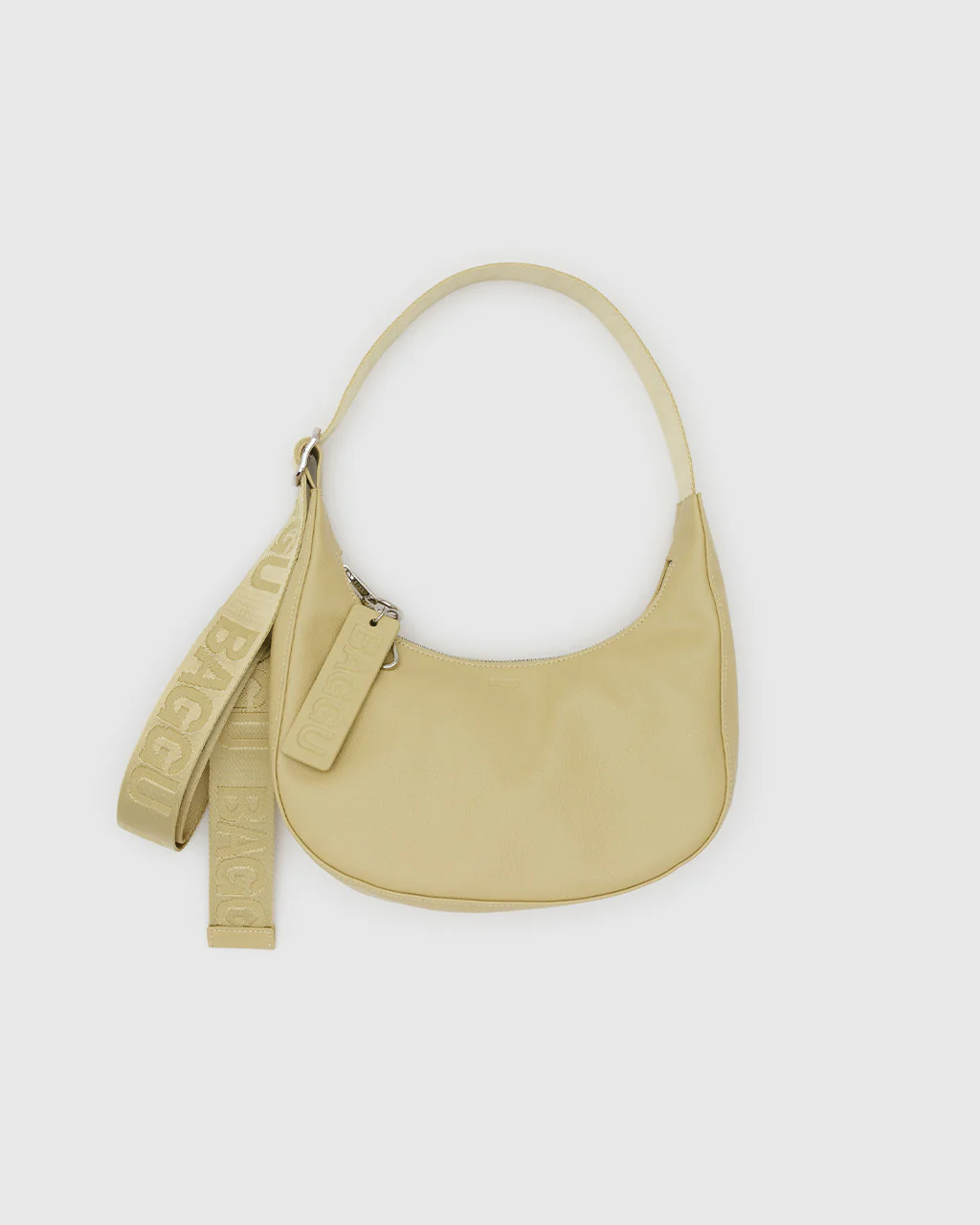 Small Recycled Leather Crescent Bag - Straw
