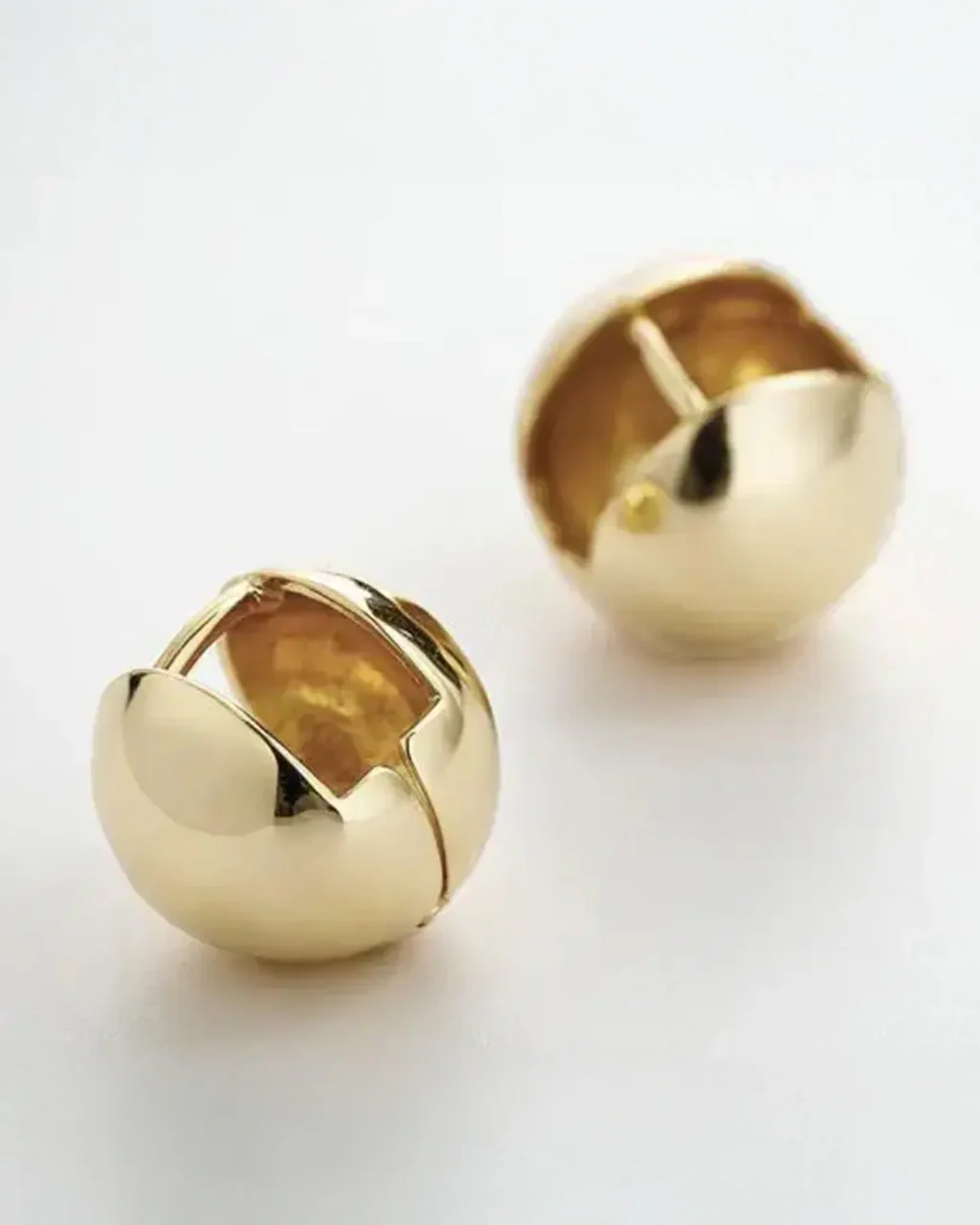 Ball Stud Huggie Hoop Earrings - Gold