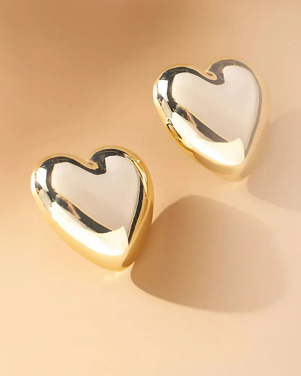 Oversized Gold Puffy Heart Earrings