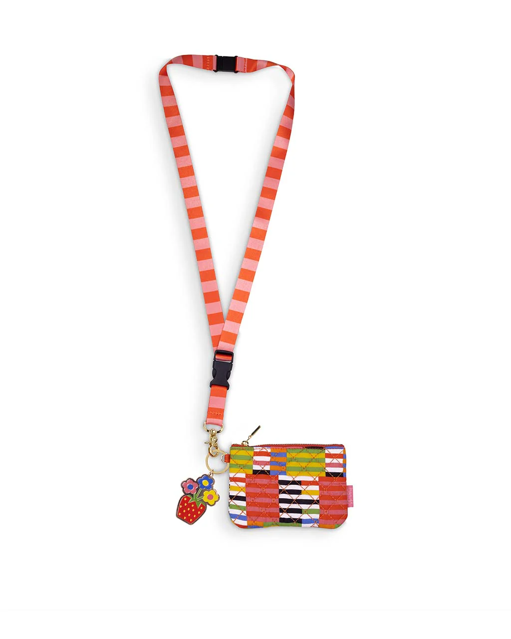 Zip ID Lanyard - Black Stripe