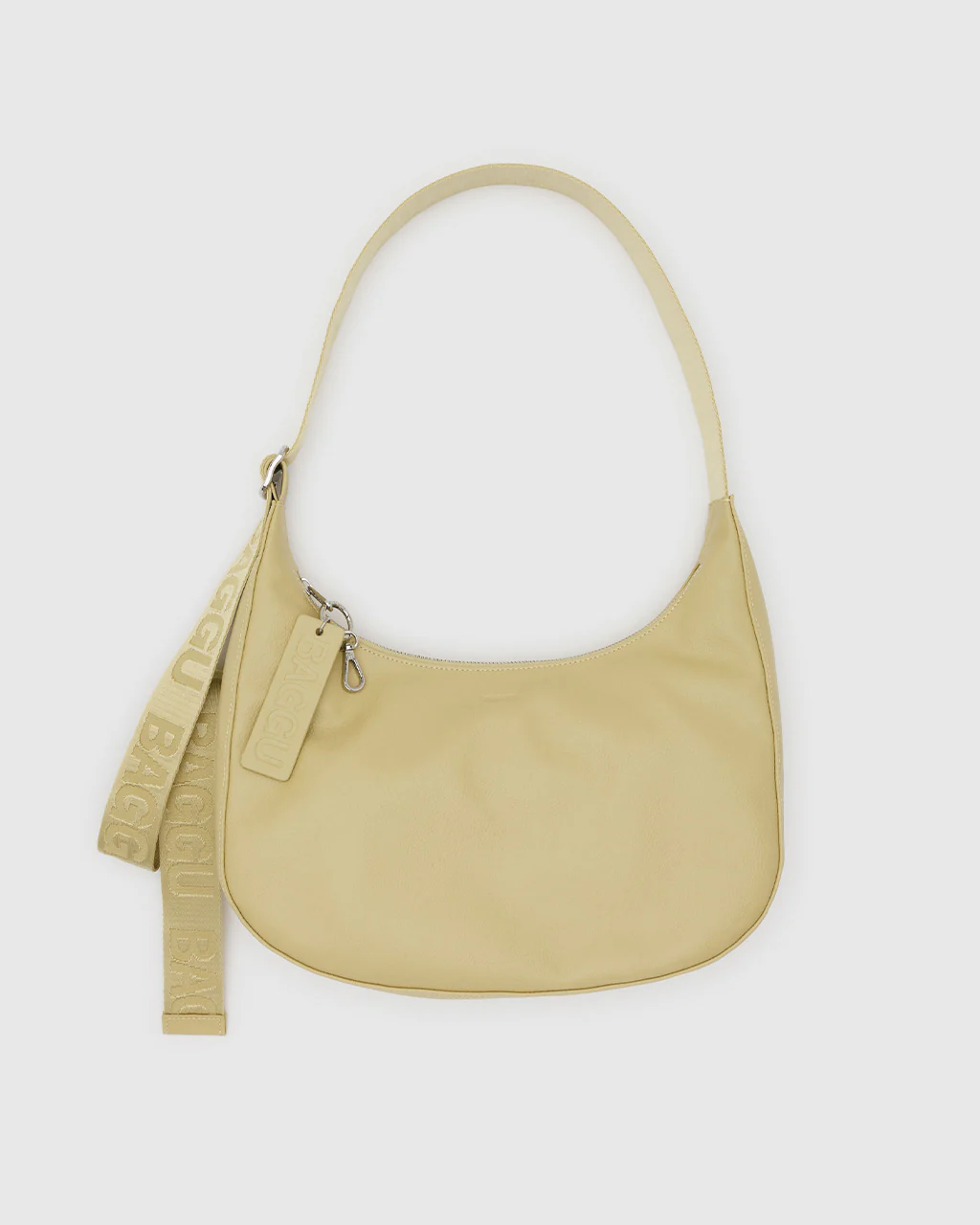Medium Recycled Leather Crescent Bag - Straw