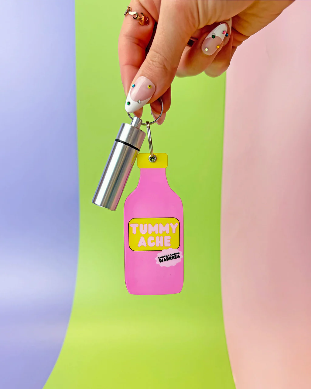 Tummy Hurts Mirror + Pill Case Keychain