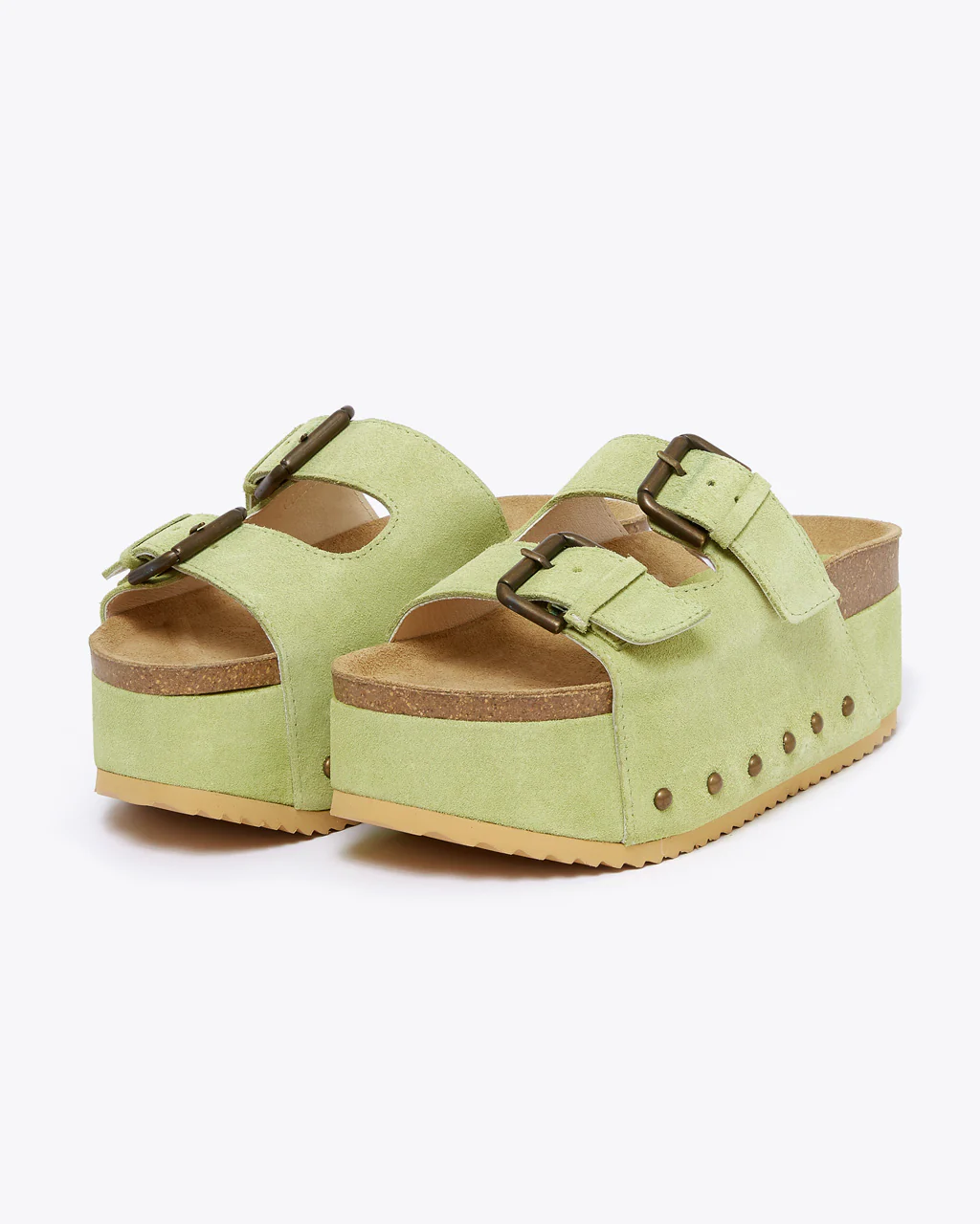Cooper-2 Suede Platform Slide - Pistachio