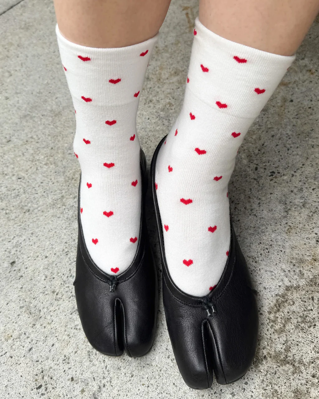 Heart Sneaker Socks - White + Red