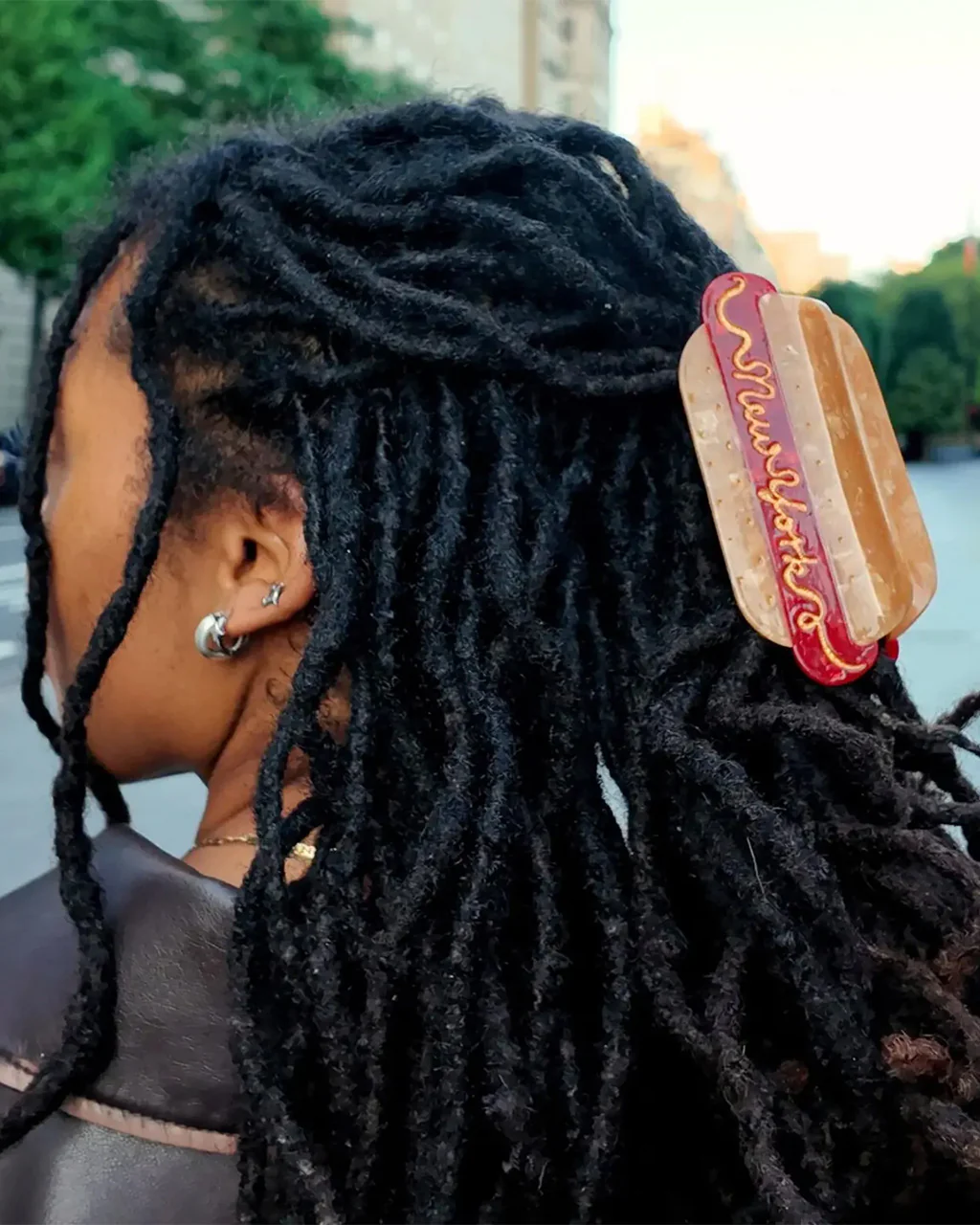 Hand-Painted New York Hot Dog Claw Hair Clip