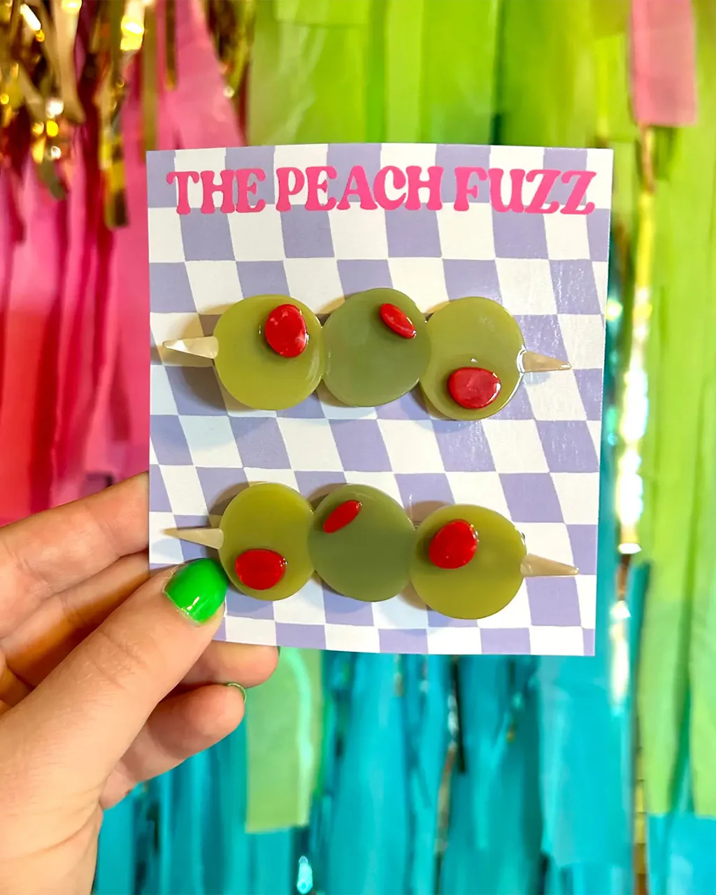 Stuffed Olive Hair Clip Set